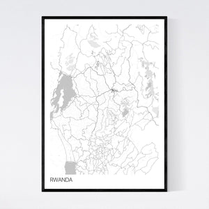 Rwanda Country Map Print