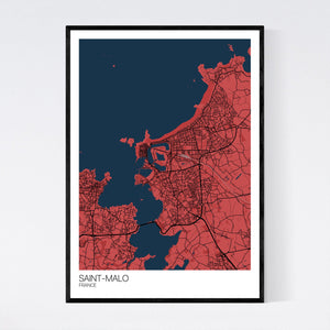 Saint-Malo Town Map Print