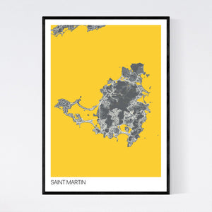 Saint Martin Island Map Print