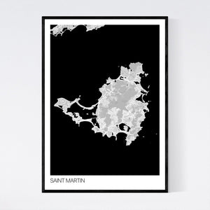 Saint Martin Island Map Print