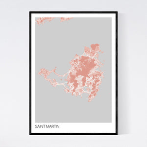 Saint Martin Island Map Print