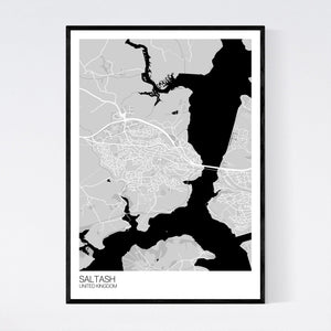 Saltash Town Map Print