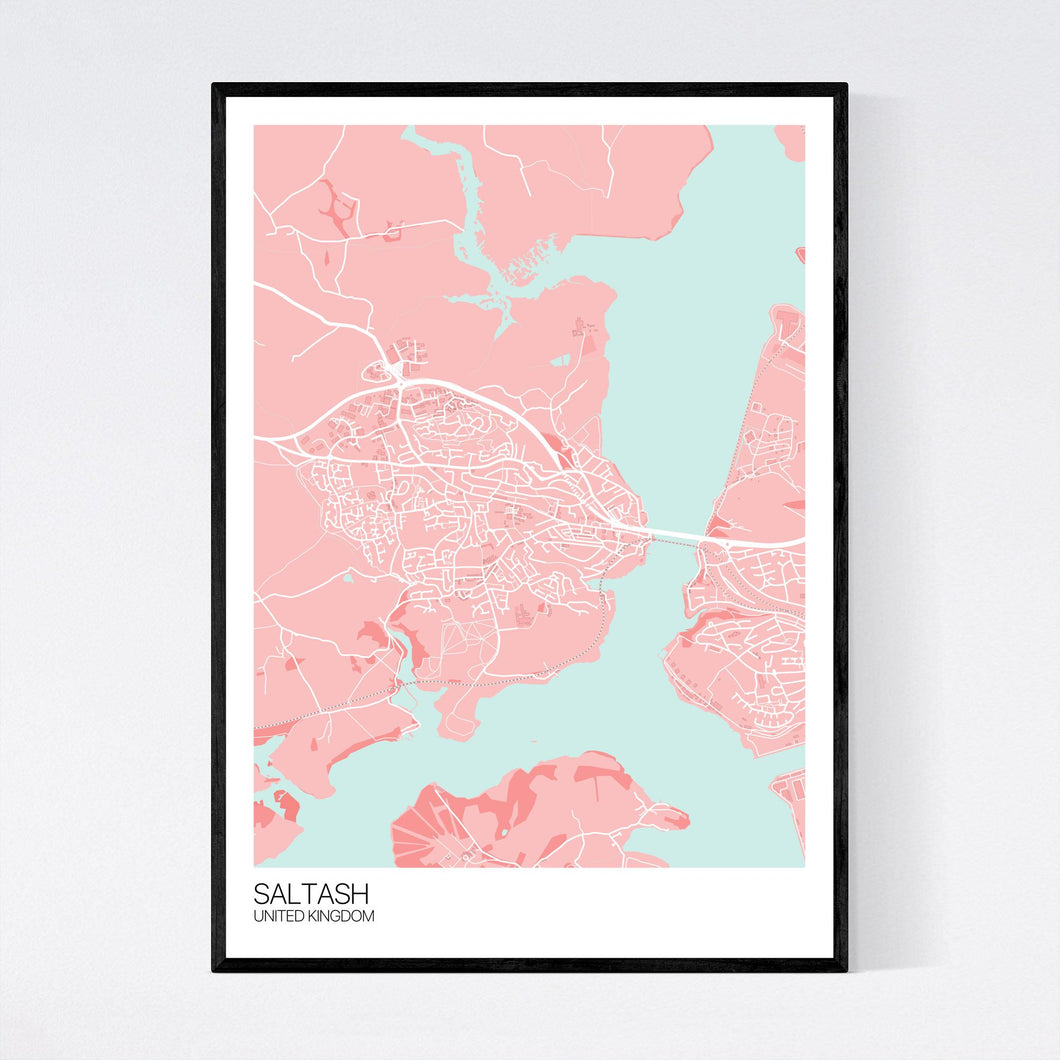 Saltash Town Map Print