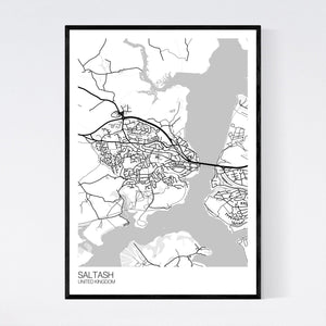 Saltash Town Map Print