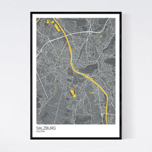 Salzburg City Map Print