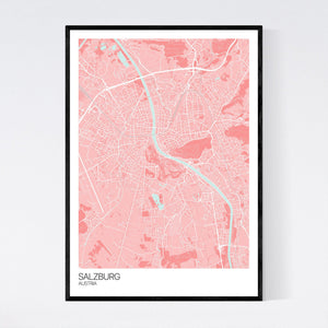 Salzburg City Map Print