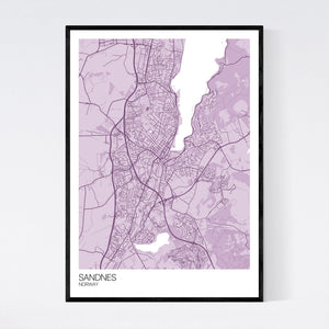 Sandnes City Map Print