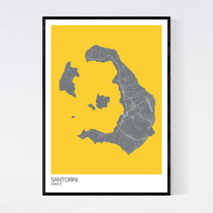Santorini Island Map Print