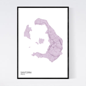 Santorini Island Map Print