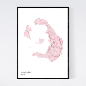 Santorini Island Map Print
