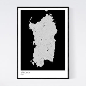Sardinia Island Map Print