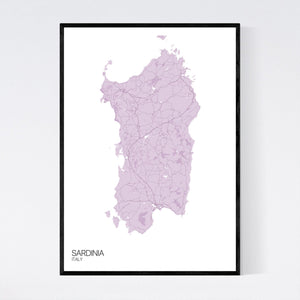 Sardinia Island Map Print