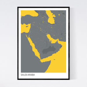 Saudi Arabia Country Map Print