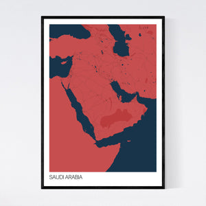 Saudi Arabia Country Map Print