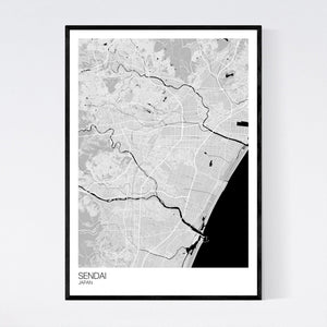 Sendai City Map Print