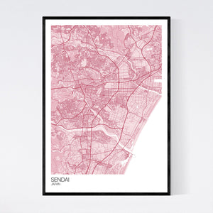 Sendai City Map Print