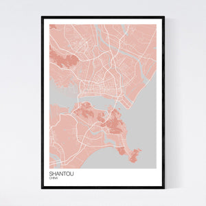 Shantou City Map Print