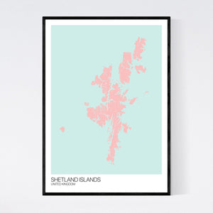 Shetland Islands Island Map Print