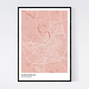 Shrewsbury City Map Print