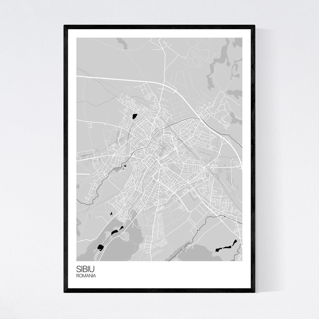 Sibiu Town Map Print
