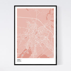 Sibiu Town Map Print