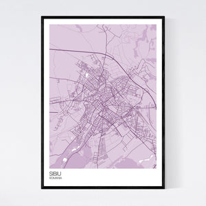 Sibiu Town Map Print