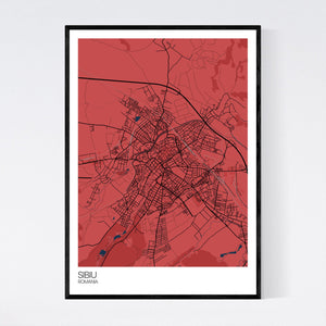 Sibiu Town Map Print