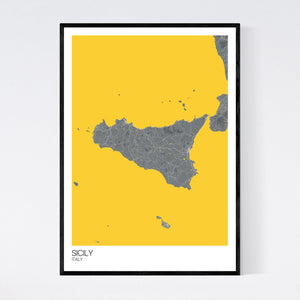 Sicily Island Map Print