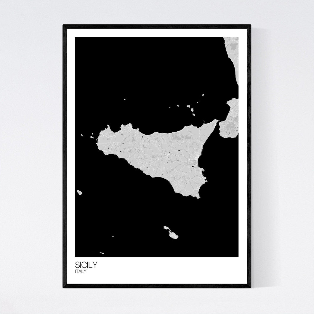 Sicily Island Map Print