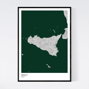 Sicily Island Map Print