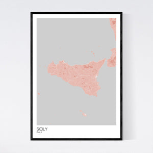 Sicily Island Map Print