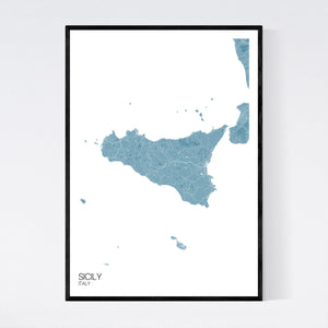Sicily Island Map Print