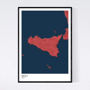 Sicily Island Map Print