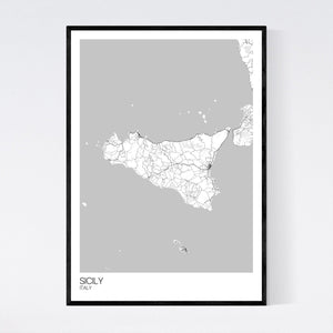 Sicily Island Map Print