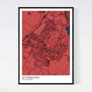 Sittingbourne City Map Print