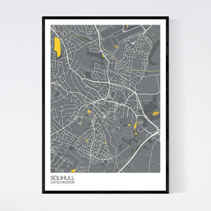 Solihull City Map Print