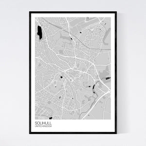 Solihull City Map Print