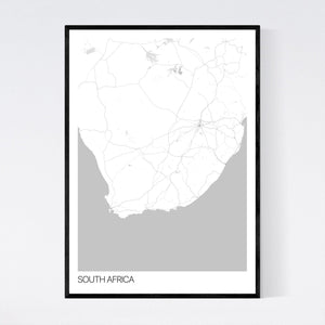 South Africa Country Map Print