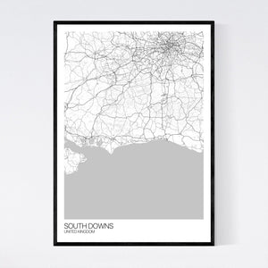 South Downs Region Map Print