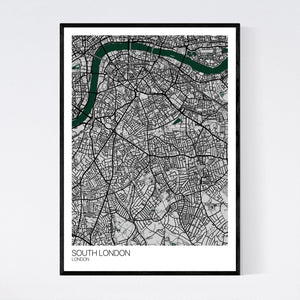 South London Neighbourhood Map Print