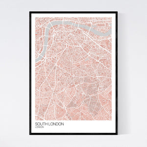 South London Neighbourhood Map Print