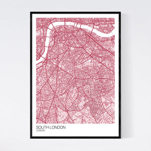 South London Neighbourhood Map Print