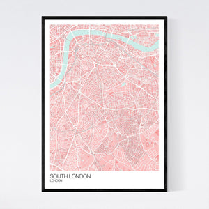 South London Neighbourhood Map Print