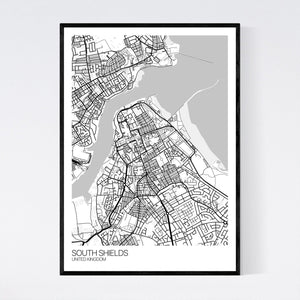 South Shields City Map Print