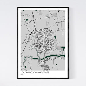 South Woodham Ferrers Town Map Print