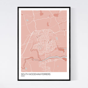 South Woodham Ferrers Town Map Print