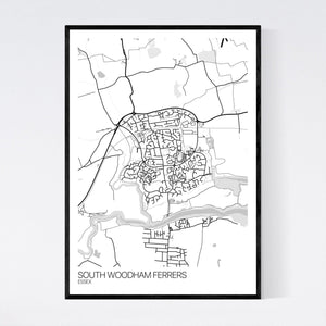 South Woodham Ferrers Town Map Print