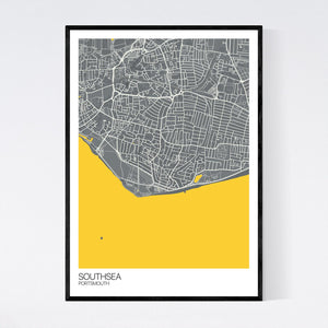 Southsea Town Map Print