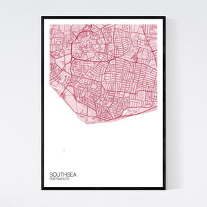Southsea Town Map Print
