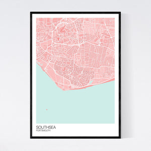 Southsea Town Map Print